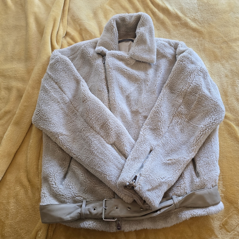 Zara Man Sherpa Moto Jacket